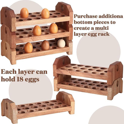 Patelai Wooden Egg Holder Countertop Egg Storage Trays Stackable - Image 3