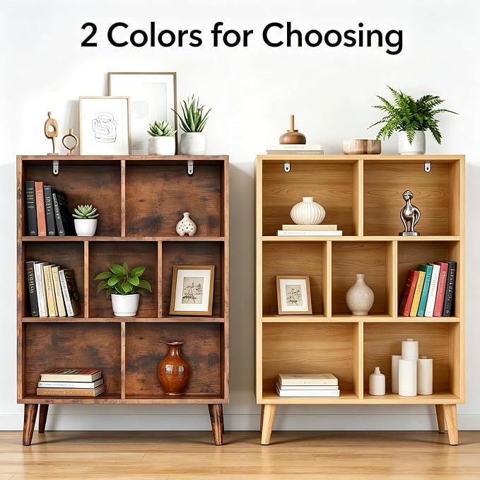 HealSmart 7 Cube Storage Organizer, 3 Tier Bookshelf - Image 3