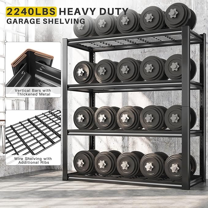 REIBII 40" W Garage Shelving 2240 LBS Storage Shelves Adjustable Metal Shelving - Image 4