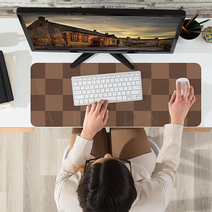 Non-Slip Checkered Desk Mat, Waterproof PU Leather Protector, Large Blotter - Image 5