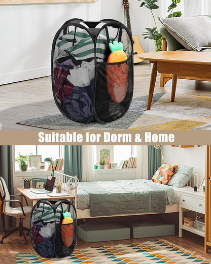 2 Pcs Strong Mesh Pop-up Laundry Hamper, Quality Pop Up Hampers - Image 7