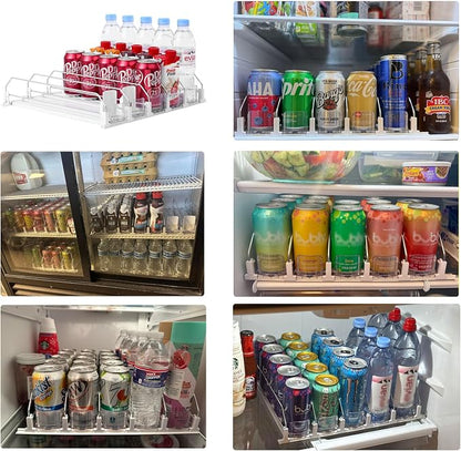 Drink Organizer for Fridge-White Automatic Pusher Glide, 12oz 16oz 20oz-Soda - Image 2
