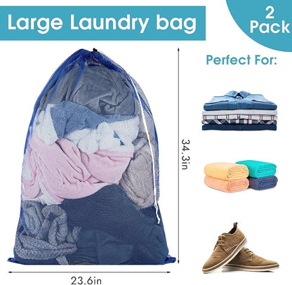2 Pack Mesh Laundry Bags, 23 x 34 Inches Heavy Duty Mesh Laundry Bag, Large - Image 4