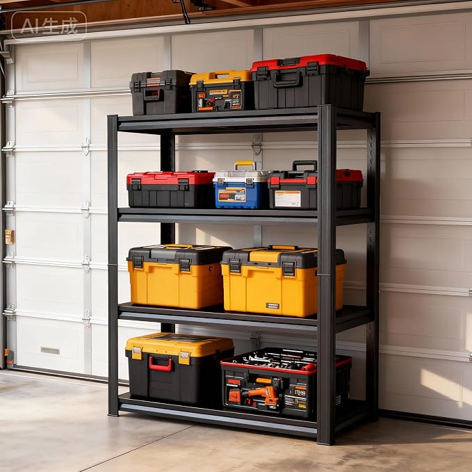 63''Storage Shelves, 4-Tier Garage Metal Shelving Unit, Adjustable, - Image 2