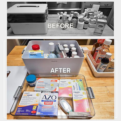 JOYBOS 3-Tier Medicine Storage Box Cabinet, Empty First Aid Kit Portable - Image 2