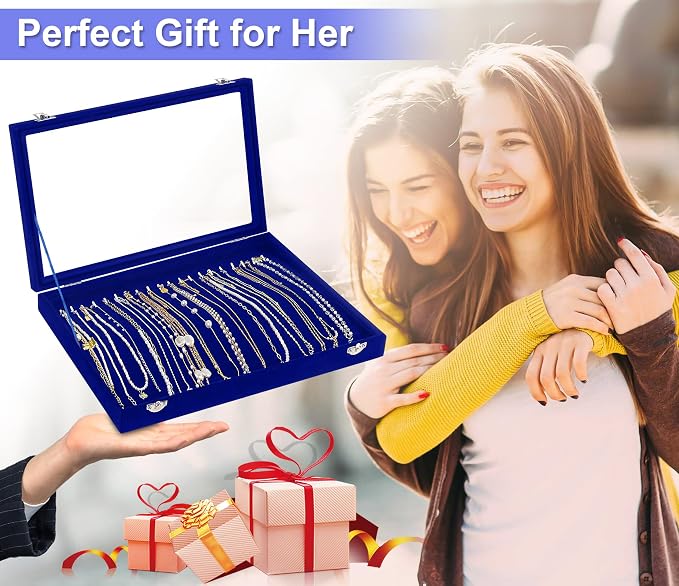 Jenseits Jewelry Display Box For Necklace Organizer, Velvet Necklace Storage - Image 3