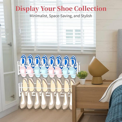 4 Pack Wall Mounted Shoe Rack for Narrow Spaces, Hanging Shoe Rack Holds 32 - Image 5