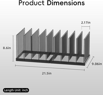 9-Section Desk File Organizer, Vertical File Holder, Mesh Desktop File Folder - Image 2