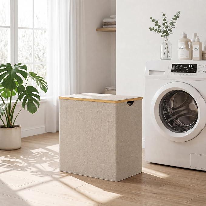efluky Laundry Hamper with Lid, Double Laundry Basket with 2 Removable Bags - Image 7