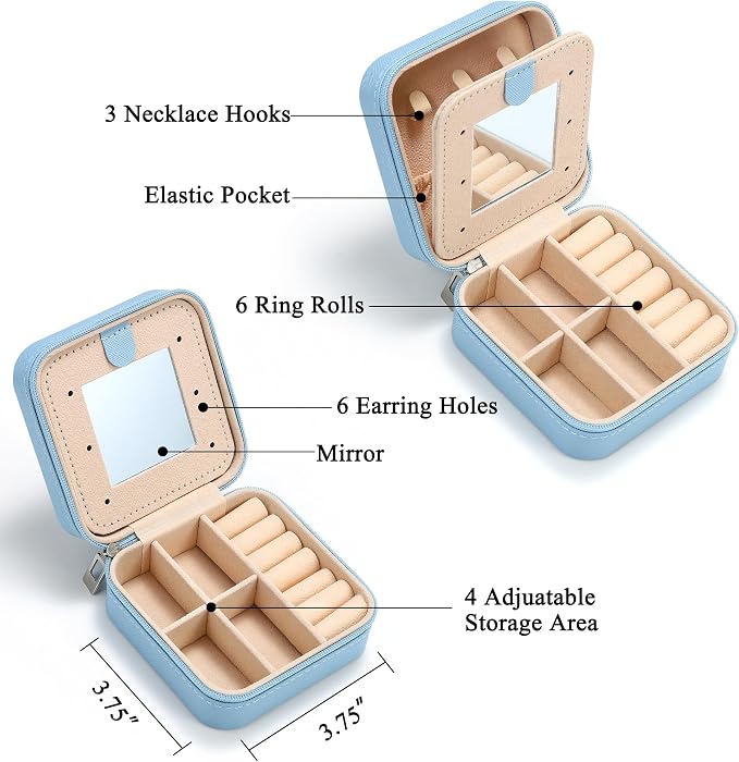 Parima Small Jewelry Box for Girls, Travel Initial Jewelry Boxs for Girls | - Image 3