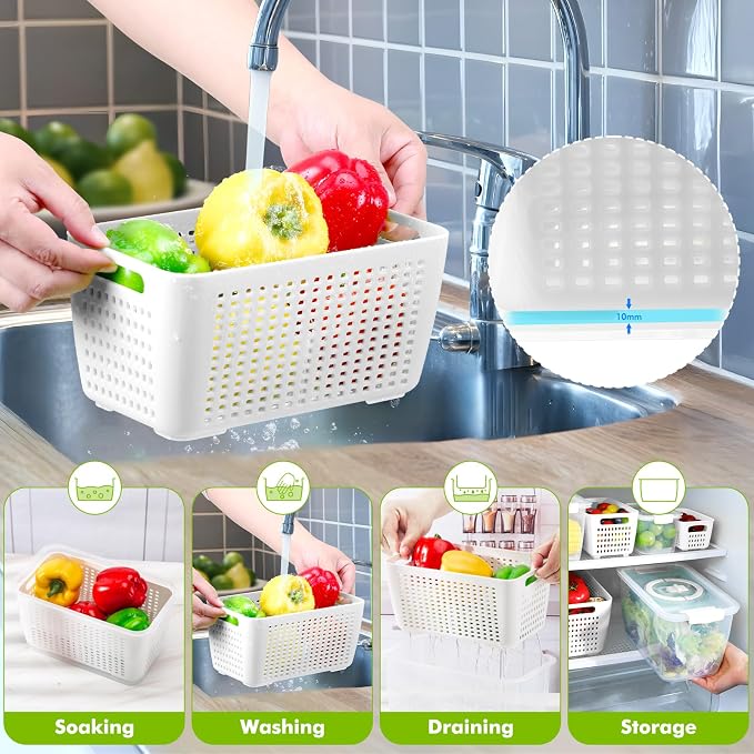 LUXEAR Produce containers for fridge, 3 Set Fruit Containers - Image 5