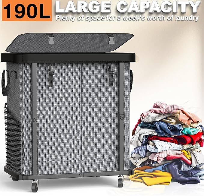 190L Large Fashion Laundry Basket - Image 3