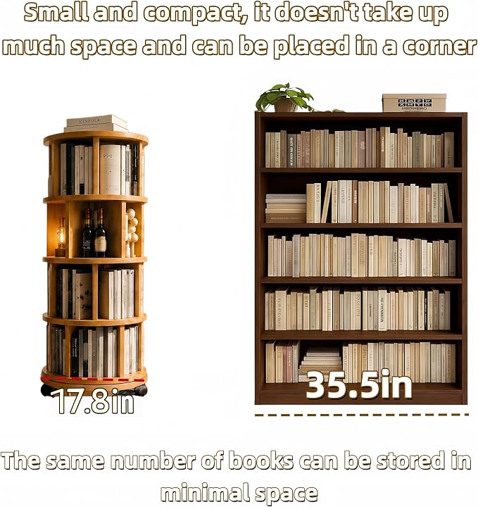 Solid Wood Rotating Round Bookshelf Towers - Image 5