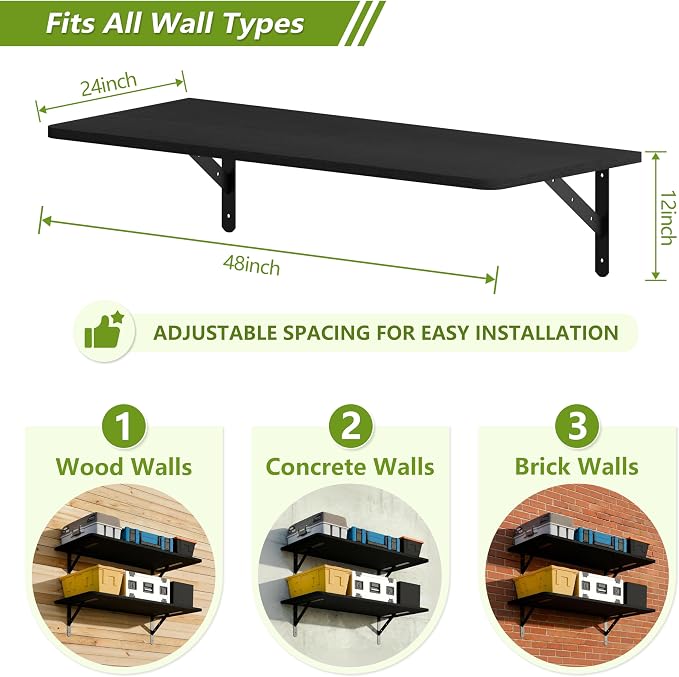 Dogsky 2-Pack Garage Storage Shelving Wall Mounted, 4x2Ft Heavy Duty Wood - Image 3