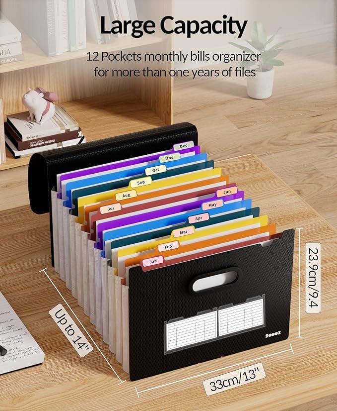 Sooez Accordion File Organizer, 13-Pocket Expanding File Folder Letter Size | - Image 3