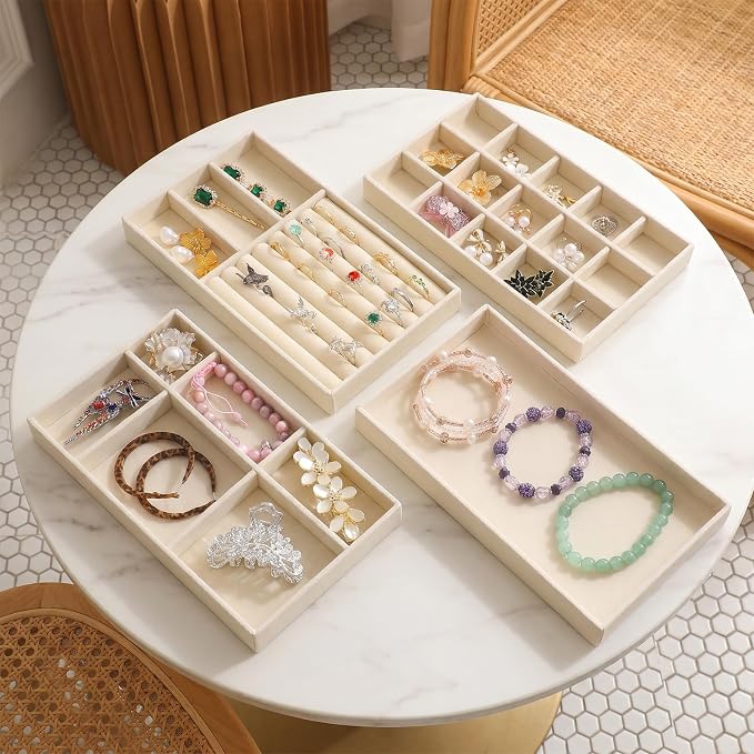 8 Pack Velvet Jewelry Trays Stackable Jewelry Organizer Tray Inserts - Image 7