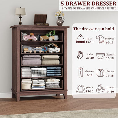 GarveeHome 5 Dresser for Bedroom, 41.3 in Tall Vertical Drawer Dresser - Image 6