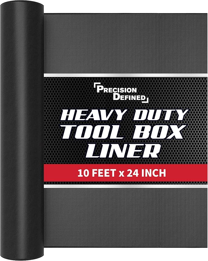 Precision Defined Tool Box Liner 10 ft x 24" Black Non Slip Mat Shelf Liner | by PrecisionDefined