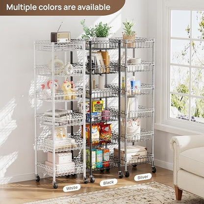 6 Shelves Storage Shelf Wire Closet Bathroom Organizers Metal Pantry Kitchen - Image 4