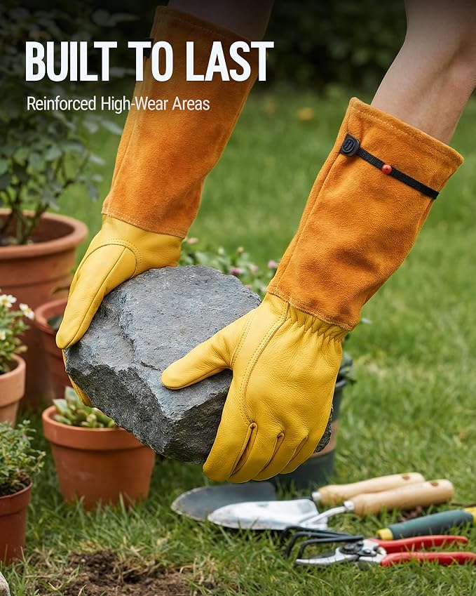 WORKPRO Gardening Gloves, Long Leather Garden Gloves - Image 7