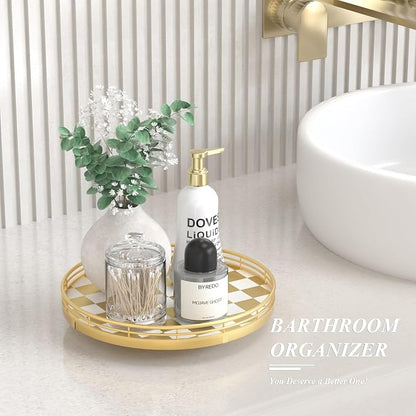 Gold Decorative Vanity Tray, 10 Inch Rotating Lazy Susan Perfume Tray - Image 5
