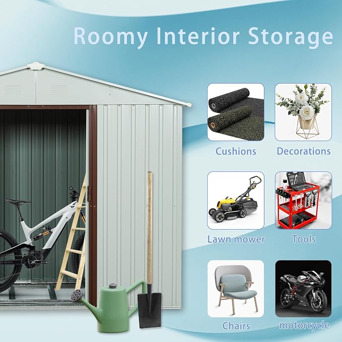 Outdoor Metal Storage Shed Window Ventilation Foundation Frame Waterproof - Image 9