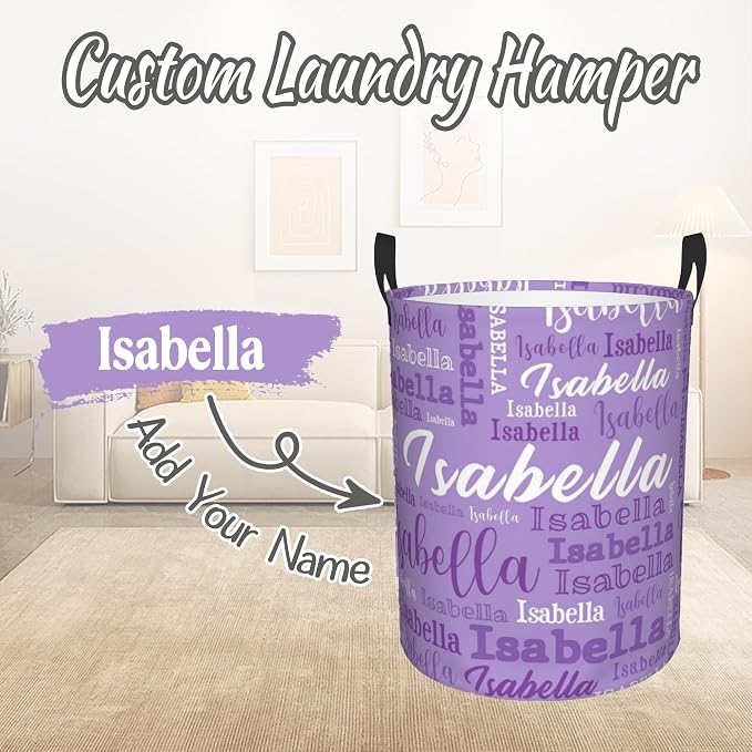 Custom Name Laundry Hamper, Personalized Laundry Baskets - Image 2