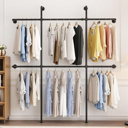 Industrial Pipe Clothing Rack Wall Mount, Heavy Duty Pipe Clothing Rack by Smlttel