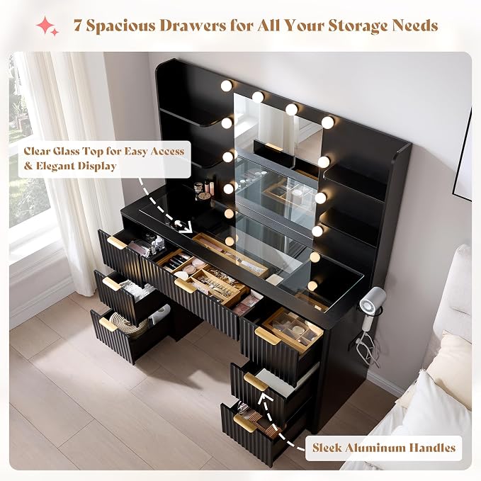 AMERLIFE 47.2" Fluted Vanity Desk - Image 9