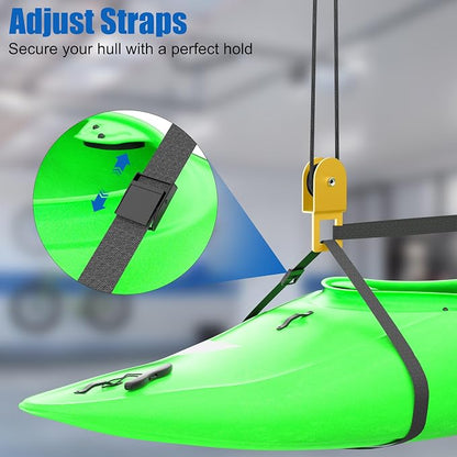 2 Pack Kayak Hoist for Garage Ceiling Storage, Kayak Lift Pulley System - Image 4