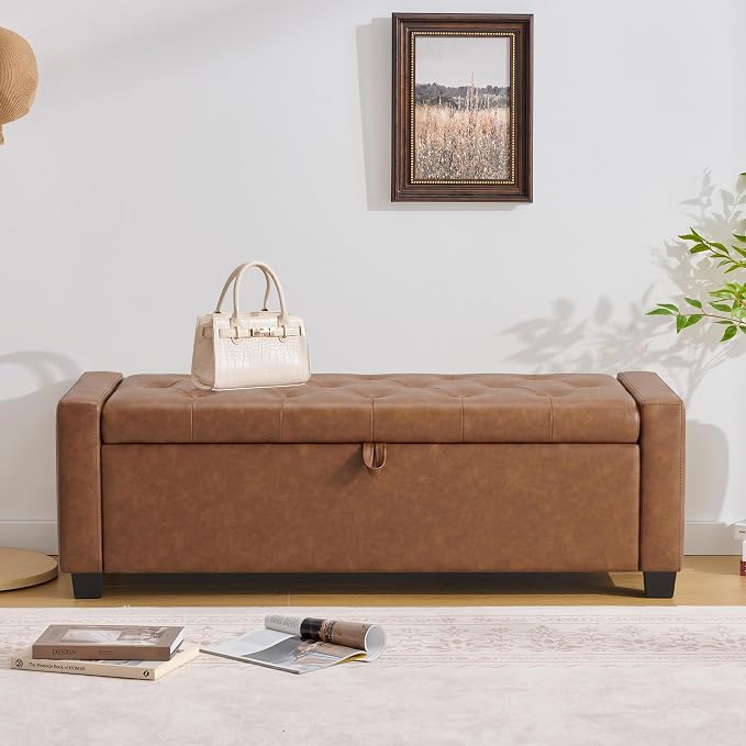 Huatean Home 48" Ottoman with Storage, Storage Ottoman Bench with Safety Hinge - Image 6