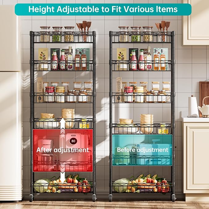 SINGAYE 6 Tier Basket Shelf Wire Shelving Unit Adjustable Storage Shelves Big - Image 3