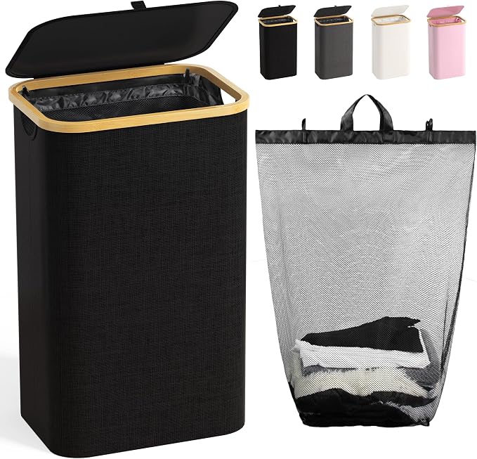 Bathola Laundry Hamper with Lid, Laundry Basket with Removable Bag, by Bathola
