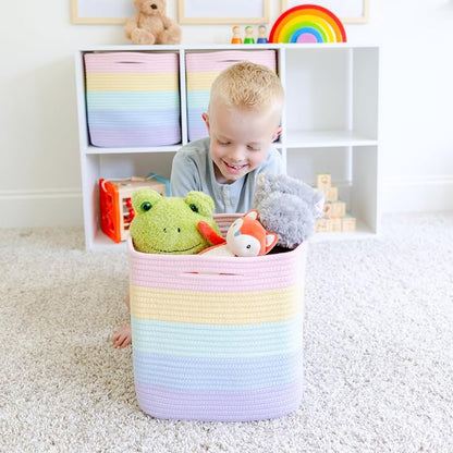 NaturalCozy Storage Cubes 11 Inch Cotton Rope Woven Baskets - Image 9