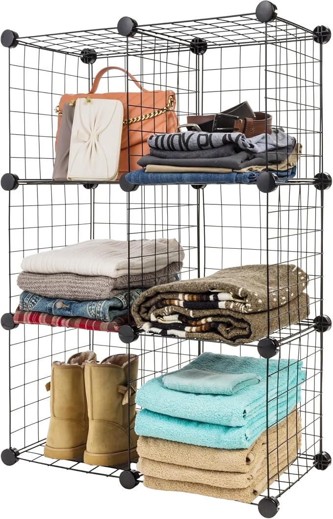 IRIS USA 6-Cube Modular Wire Cube Storage Organizer, Adjustable & Expandable by IRISUSA