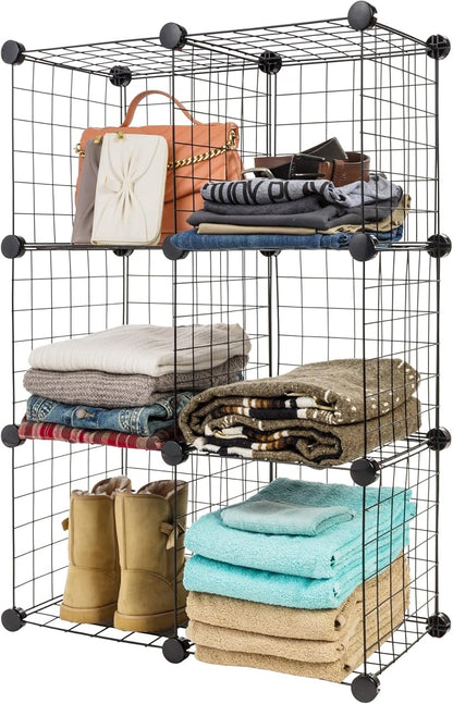 IRIS USA 6-Cube Modular Wire Cube Storage Organizer, Adjustable & Expandable by IRISUSA