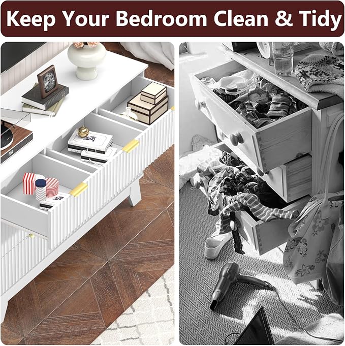 Fluted Dresser for Bedroom, 7 Drawer Dresser for Closet, Storage Cabinet and - Image 8