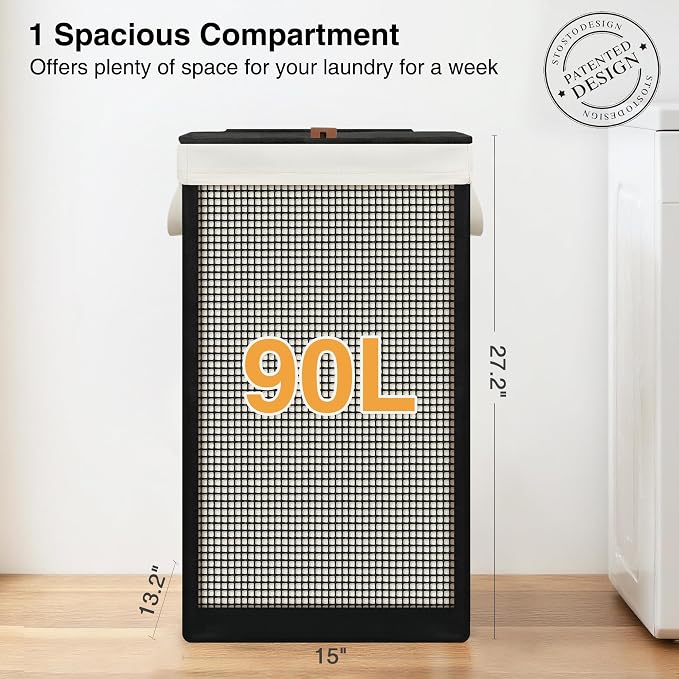 STO STO Laundry Hamper with Lid, 90L Large 1 Section Laundry Sorter, Laundry - Image 4