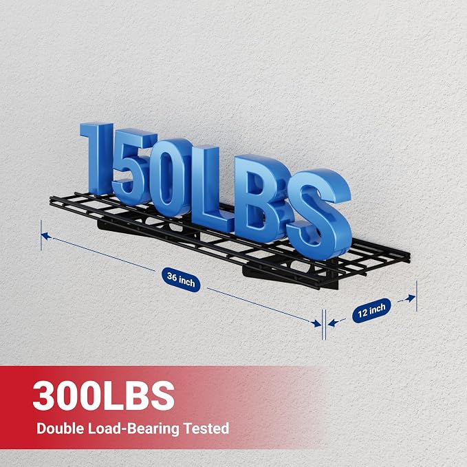 FLEXIMOUNTS 1x3ft Garage Shelving Wall-Mounted, Holds Up to 150 lbs, Garage - Image 3