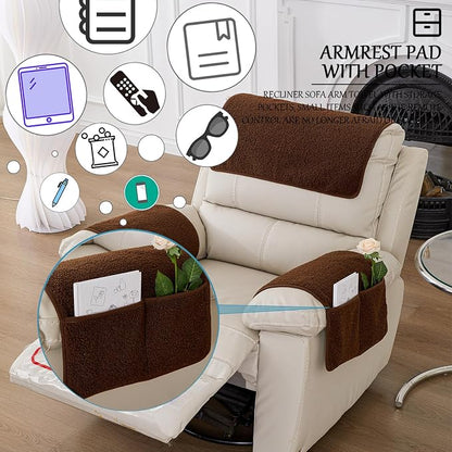 Armrest Cover, Recliner Chair Protector, Furniture Protector Slip, Side Storage - Image 3