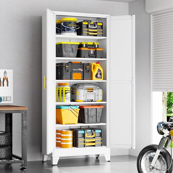 75" White Metal Storage Cabinet - Image 2