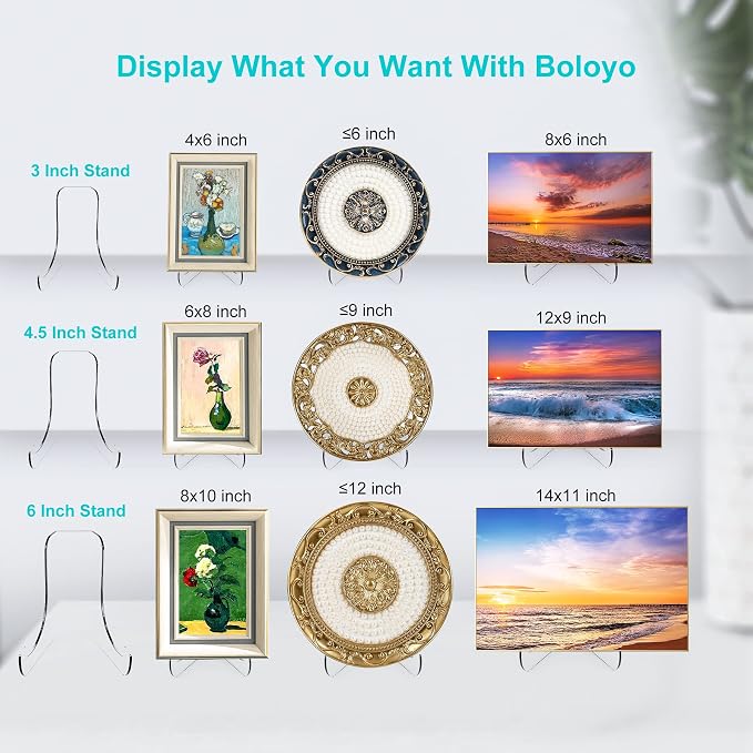 Boloyo Flat Back Acrylic Plate Display Stand, 4.5 Inch 5PC Clear Acrylic - Image 3