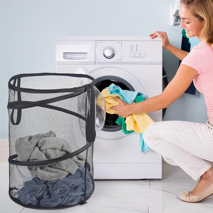 Mesh Popup Laundry Hamper 115L Foldable Laundry Basket Extra Large Capacity - Image 3