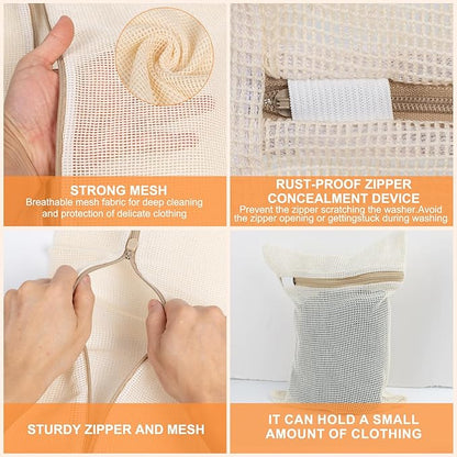 4 Piece Small, Durable Organic Cotton Mesh Laundry Bag - Image 5