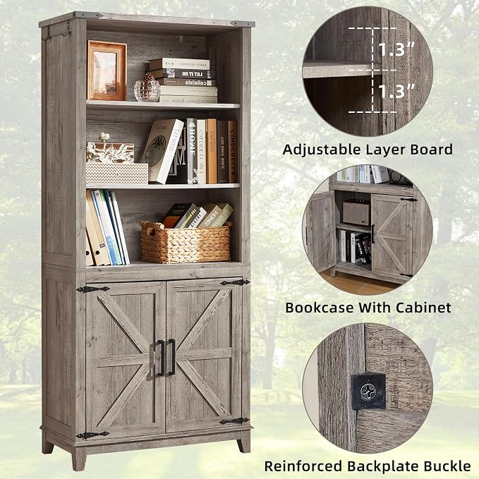 5 Tier Bookshelf 70in Tall Bookcase - Image 4