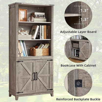 70in Tall Bookshelf 5 Tier Bookcase - Image 3