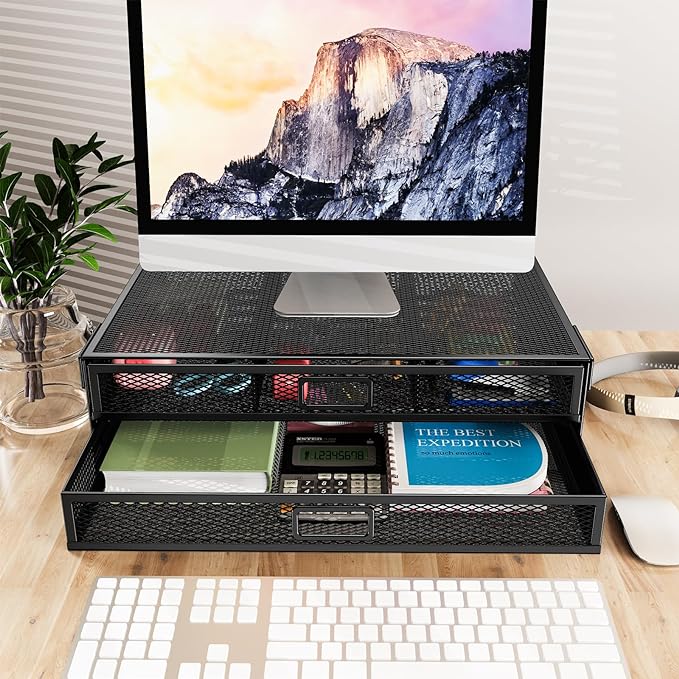 Under Desk Drawer Organizer No Drilling 2 Slide Out Drawer Under Table Storage - Image 5