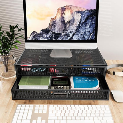 Under Desk Drawer Organizer No Drilling 2 Slide Out Drawer Under Table Storage - Image 5