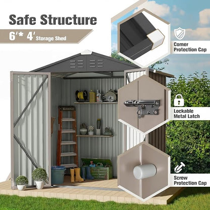 JUMMICO Metal Outdoor Storage Shed 6 x 8 FT Metal Shed - Image 5