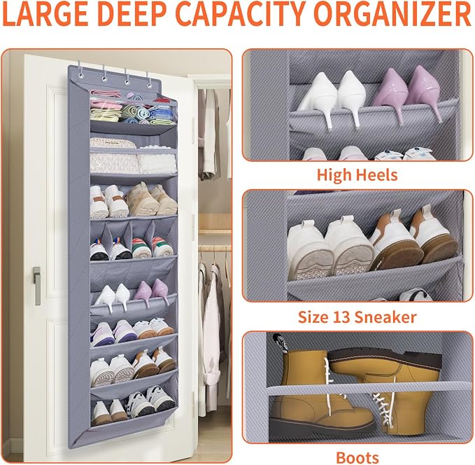 FENTEC 1 Pack Over The Door Shoe Organizer, 8 Shelves Shoe Rack - Image 2